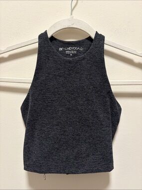 Beyond Yoga Charcoal Heather High-Neck Cropped Tank
